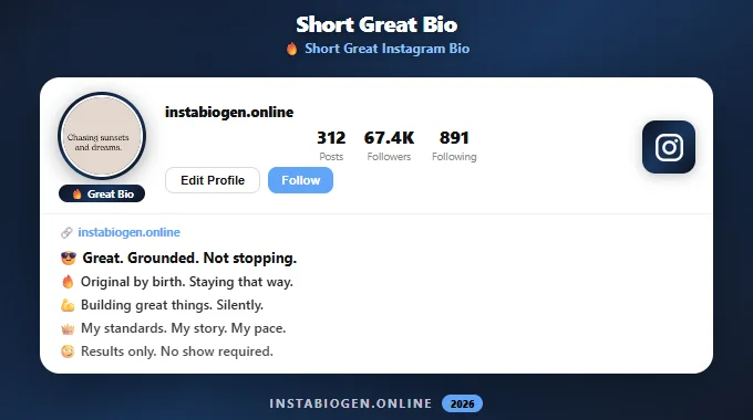 Short Great Instagram Bio